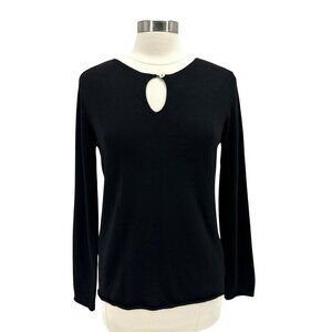 NEW Even If Womens Medium Sweater Merinio Wool Cashmere Black Long Sleeve